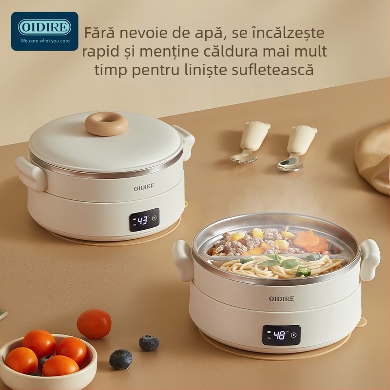 ODIDIRE Bol din oțel inoxidabil pentru bebeluși, cu trei niveluri de temperatură și compartimente duble