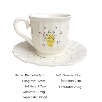 Set de veselă din porțelan, 5 piese, model cartoon, finisaj glazurat peste, imprimare logo, personalizare disponibilă