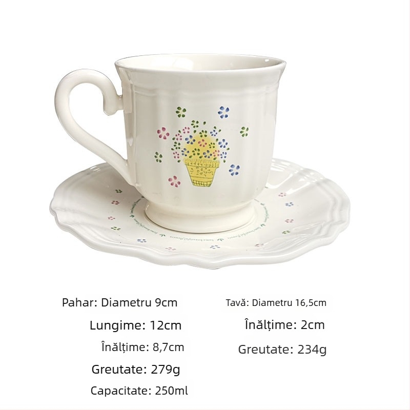 Set de veselă din porțelan, 5 piese, model cartoon, finisaj glazurat peste, imprimare logo, personalizare disponibilă