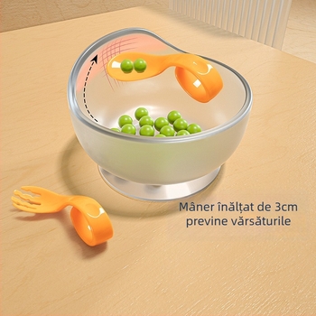 JHF bol silicon bebeluși pentru învățarea hranei, cu ventuză integrată, anti-arzire, set 2 bucăți