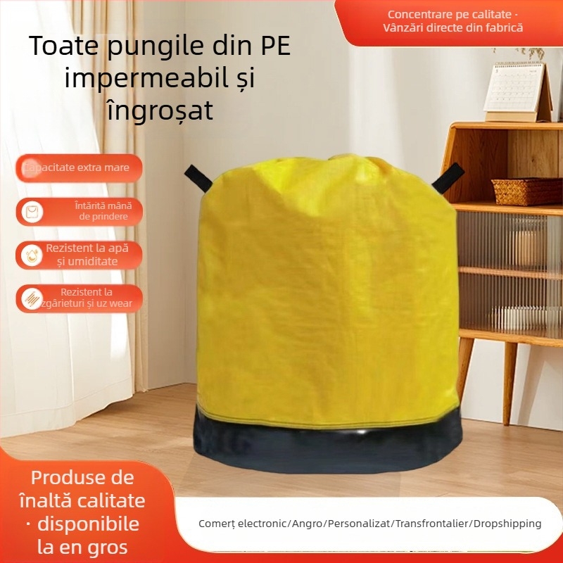 Geantă de mutare pentru depozitare cu mâner mic și șnur, PE impermeabil, geantă de stocare îngroșată, rezistentă la uzură pentru transferuri express (film PP+PE, geantă țesută compozită, încărcare 1-50)