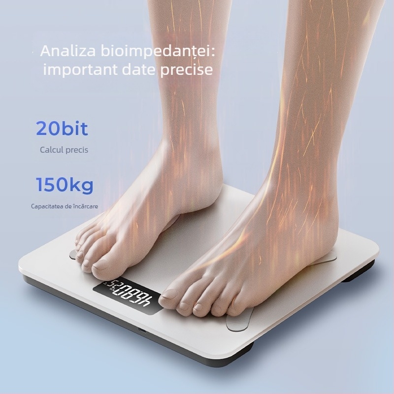Cântar corporal electronic pentru măsurarea grăsimii corporale, până la 150 kg, pentru adulți, cu funcție de încărcare