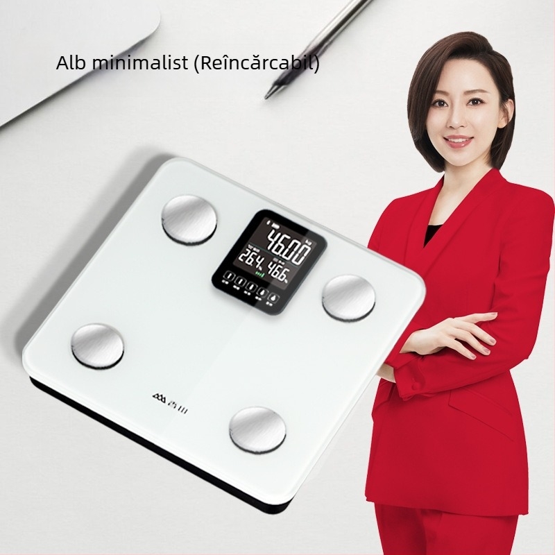 Cântar corporal electronic pentru măsurarea grăsimii corporale, până la 150 kg, pentru adulți, cu funcție de încărcare