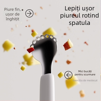 Lingură pentru hrănire a copiilor – cu vârfuri duble, oțel inoxidabil, stil simplu, potrivită pentru copii peste 3 luni