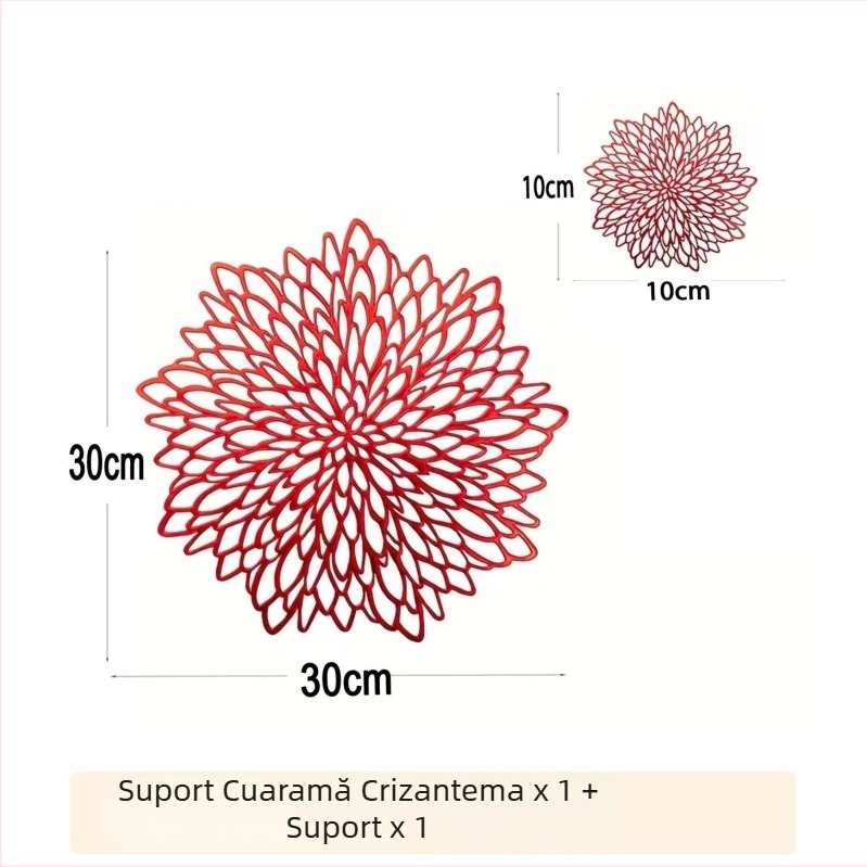 Set de plăci pentru masă și suporturi pentru pahare, PVC, rotund, culoare solidă, stil nordic