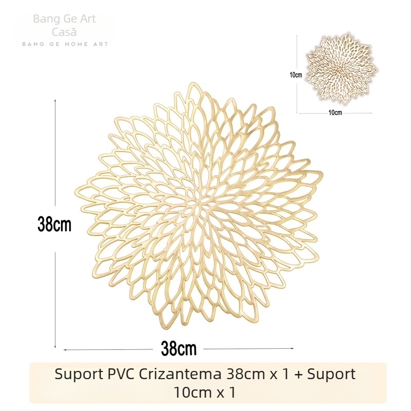 Set de plăci pentru masă și suporturi pentru pahare, PVC, rotund, culoare solidă, stil nordic