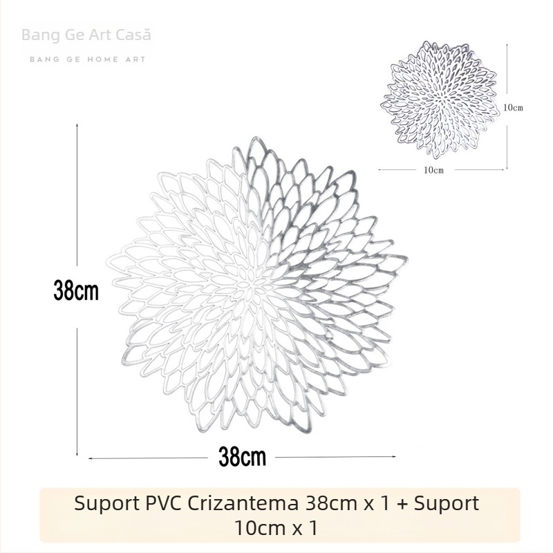 Set de plăci pentru masă și suporturi pentru pahare, PVC, rotund, culoare solidă, stil nordic