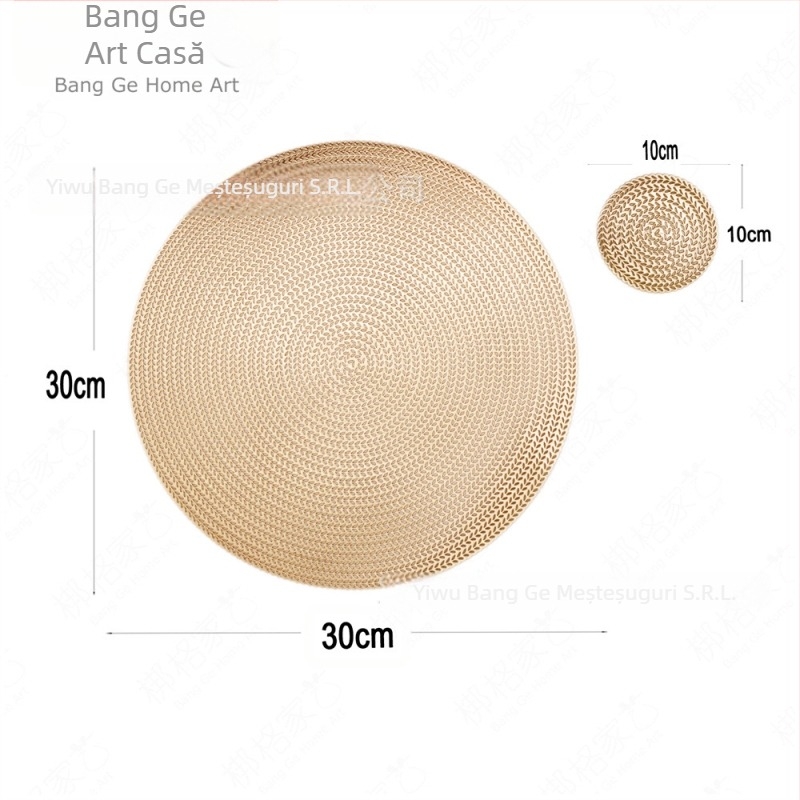 Set de plăci pentru masă și suporturi pentru pahare, PVC, rotund, culoare solidă, stil nordic