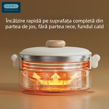 OIDIRE bol wireless cu temperatură constantă pentru sugari și copii, din oțel inoxidabil, bol izolat de încălzire, reîncărcabil