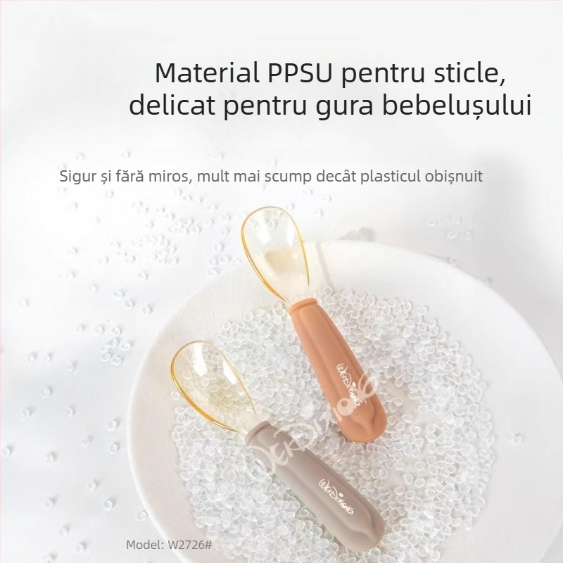 Linguriță de antrenament pentru bebeluși, din oțel inoxidabil, Widley Bear, pentru 6 luni și peste, design simplu – veselă de masă pentru copii