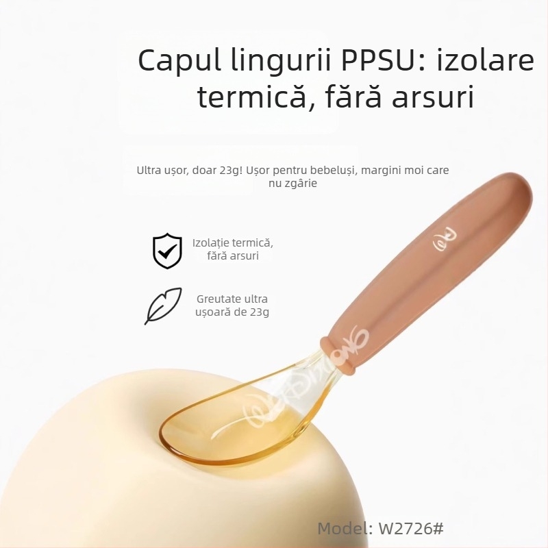 Linguriță de antrenament pentru bebeluși, din oțel inoxidabil, Widley Bear, pentru 6 luni și peste, design simplu – veselă de masă pentru copii