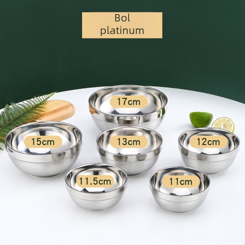 Oțel inoxidabil 304, bol dublu izolat, compatibil cu microunde, bol rotund pentru orez cu suprafață electroplacată, diametre 10–12,9 cm
