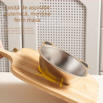 Bol pentru copii din oțel inoxidabil 304 – model desen animat, formă neregulată, compatibil cu microundele, finisaj electroplacat