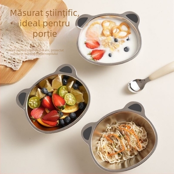 Bol pentru copii din oțel inoxidabil 304 – model desen animat, formă neregulată, compatibil cu microundele, finisaj electroplacat