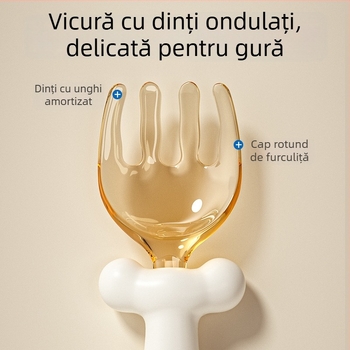 Lingură de învățare pentru bebeluși - silicon, set 2 bucăți, pentru hrănire independentă, pentru copii peste 6 luni, Du Xiaoduo (2 buc; silicon; 6+ luni; Du Xiaoduo)