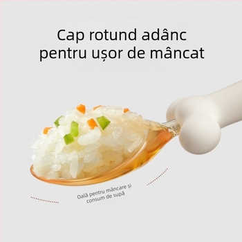 Lingură de învățare pentru bebeluși - silicon, set 2 bucăți, pentru hrănire independentă, pentru copii peste 6 luni, Du Xiaoduo (2 buc; silicon; 6+ luni; Du Xiaoduo)