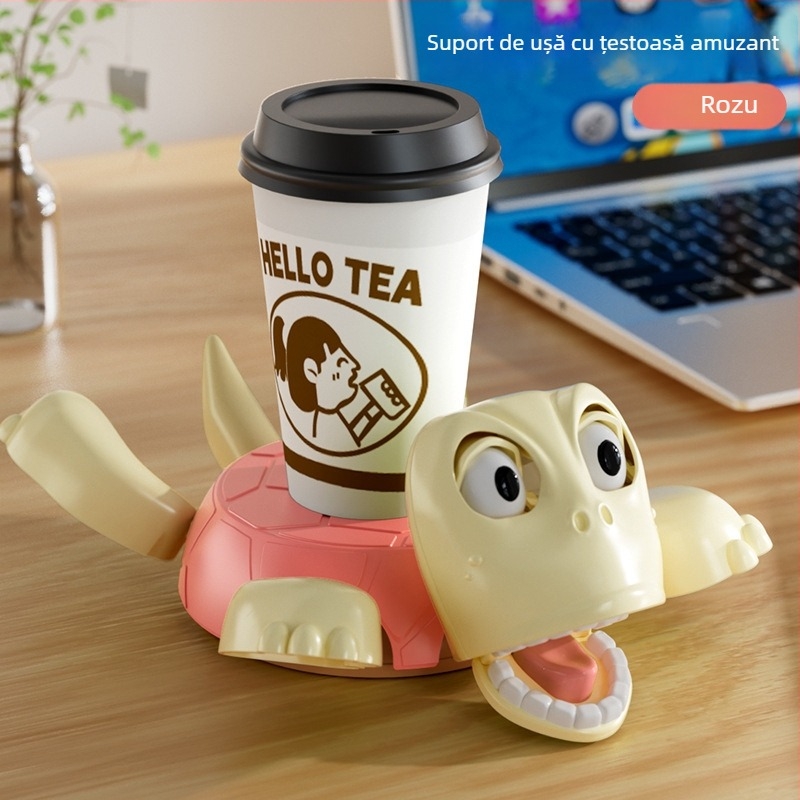 Suport de pahar cu țestoasă – Design amuzant de tip desen animat, formă neregulată, plastic, lansare 2025, decor de birou non-electronic