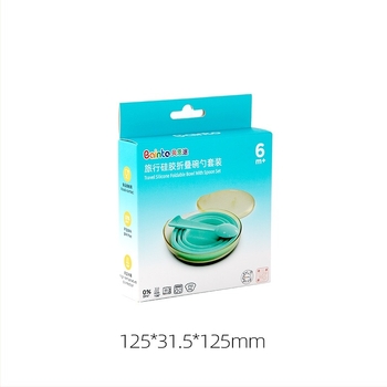 Set de hrănire pentru bebeluți: bol și lingură pliabile din silicon, brand Bainto, 1 set, potrivit copiilor peste 6 luni