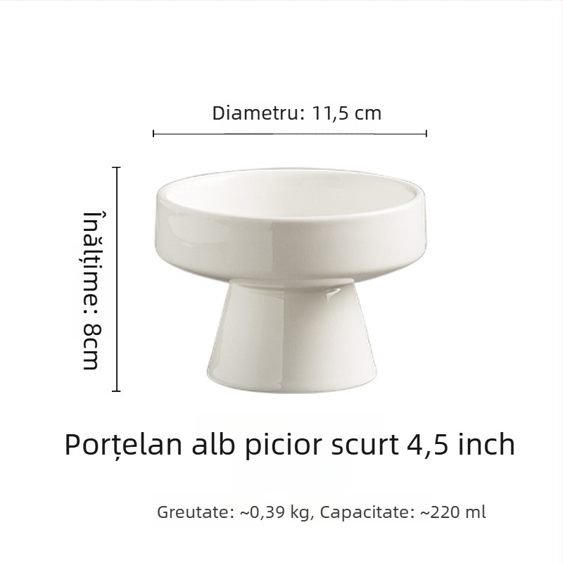 Vas de desert din porțelan cu picior înalt, compatibil cu microunde, finisaj sub glazură, posibilitatea imprimării logoului