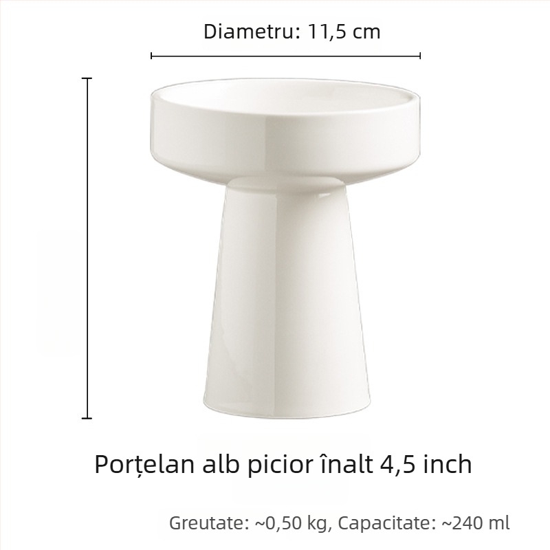 Vas de desert din porțelan cu picior înalt, compatibil cu microunde, finisaj sub glazură, posibilitatea imprimării logoului