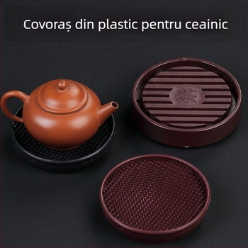Suport pentru ceainic și farfurioară – anti-derapare, pernă izolatoare termică, tavă de ceai, stil Chinez nou, plastic
