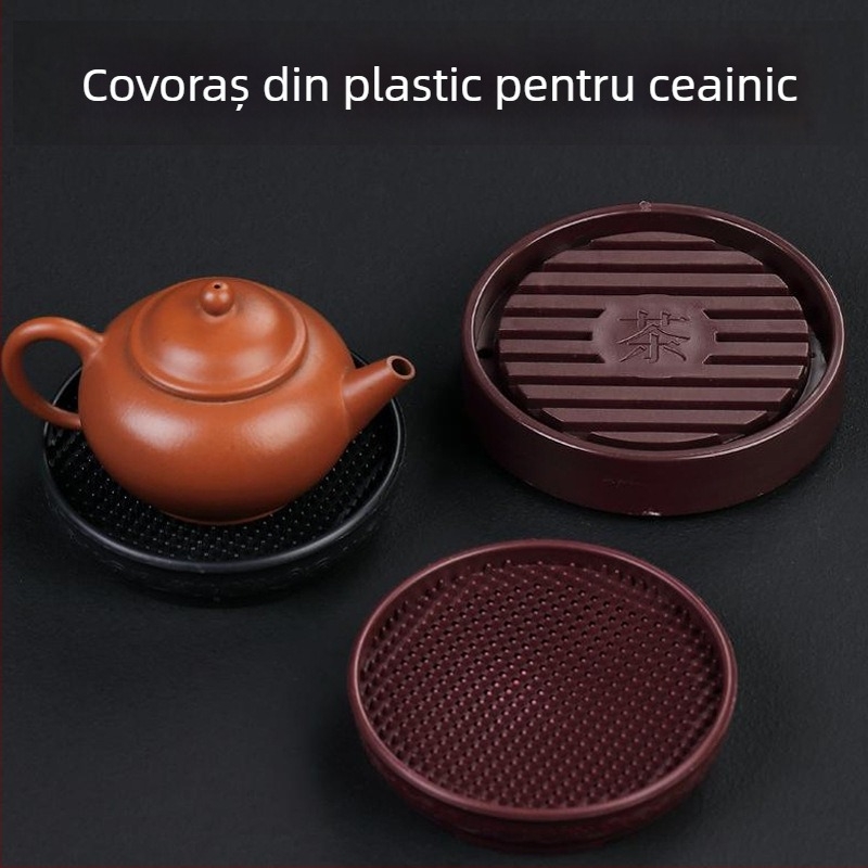 Suport pentru ceainic și farfurioară – anti-derapare, pernă izolatoare termică, tavă de ceai, stil Chinez nou, plastic