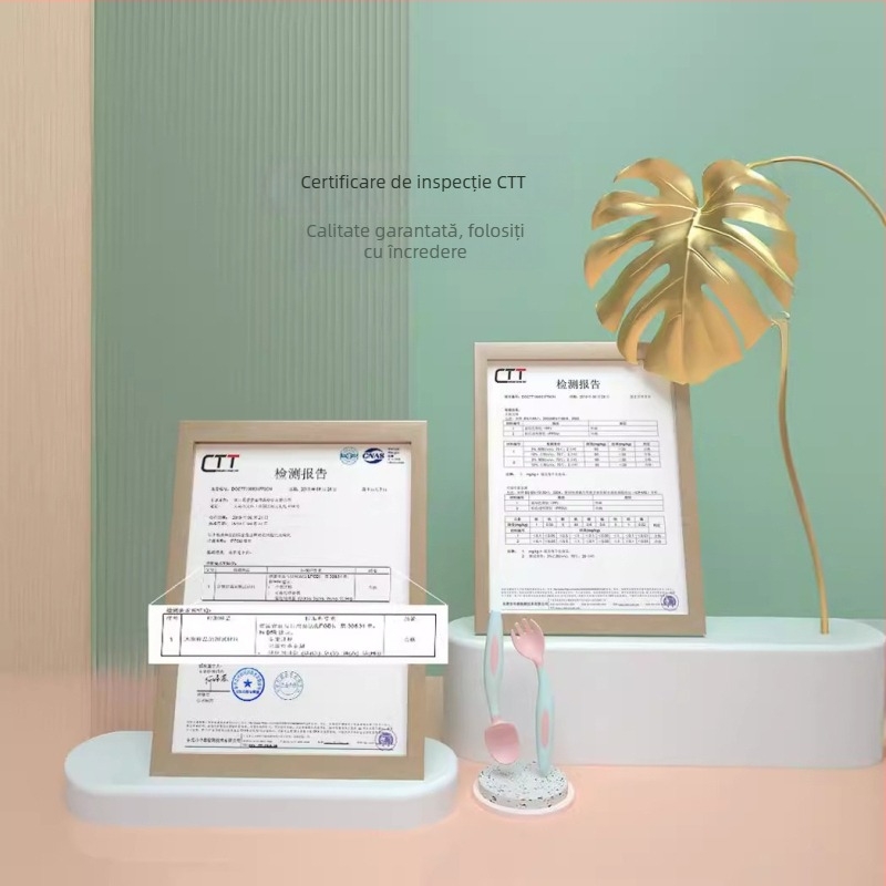 Tacâmuri de antrenament pentru copii: furculiță răsucită și lingură flexibilă, material PP, potrivit pentru copii de la 6 luni în sus, set de 2 bucăți, marca Maternal Love