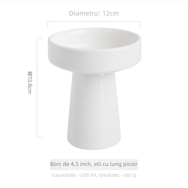 Vas de porțelan cu picior înalt pentru hoteluri și restaurante, compatibil cu microunde, logo tipărit, personalizabil