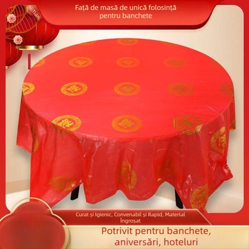 Față de masă din plastic, de unică folosință, cu grosime dublă, pentru mese rotunde și dreptunghiulare, ocazii festive