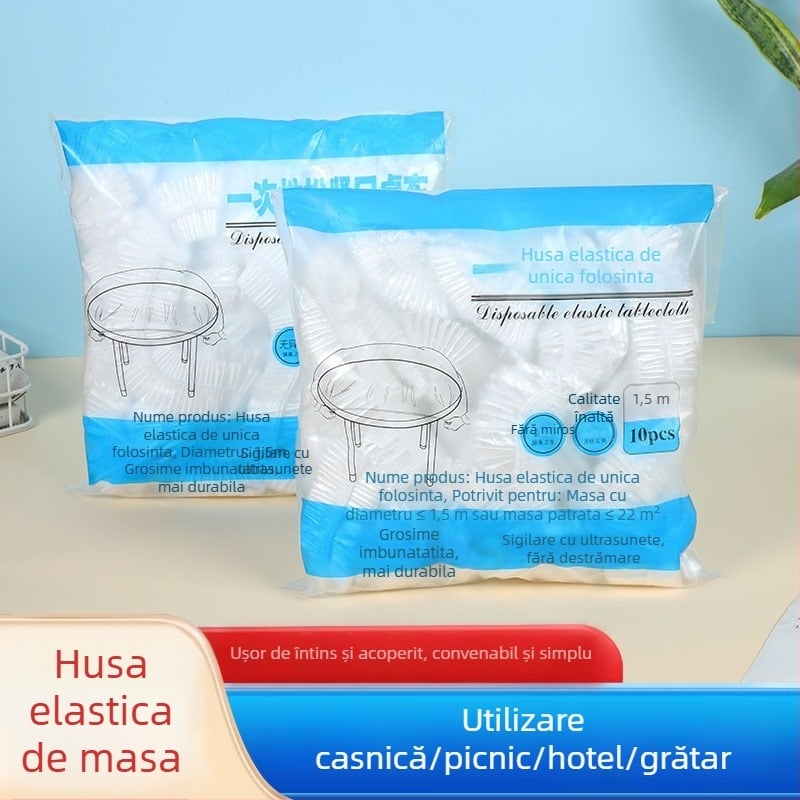 Față de masă din PE, de unică folosință, rotundă, groasă și rezistentă la ulei, roșie, pentru hoteluri și banchete, pachet de 10 buc.