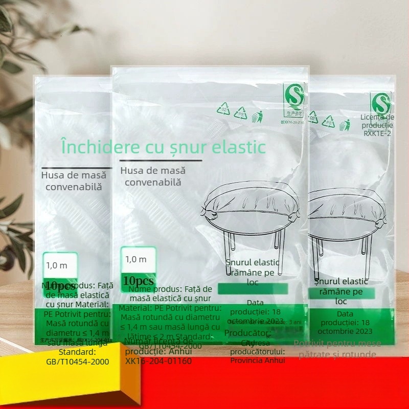 Față de masă rotundă, din plastic, de unică folosință, elastică, groasă, de culoare roșie, pentru uz casnic și evenimente