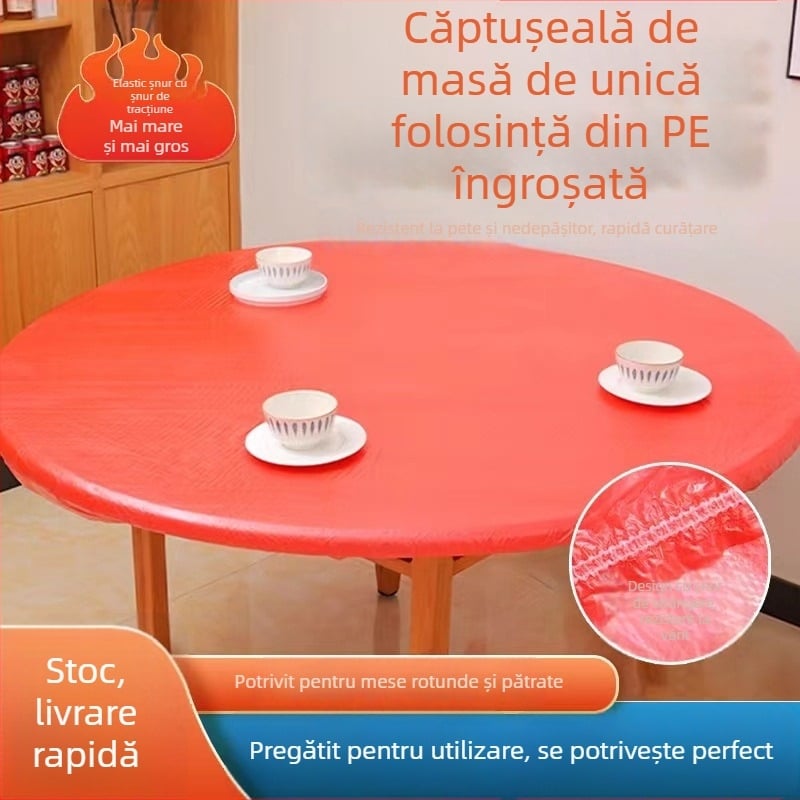 Husa de masă transparentă, de unică folosință, îngroșată, impermeabilă, rezistentă la grăsimi, cu șnur de închidere