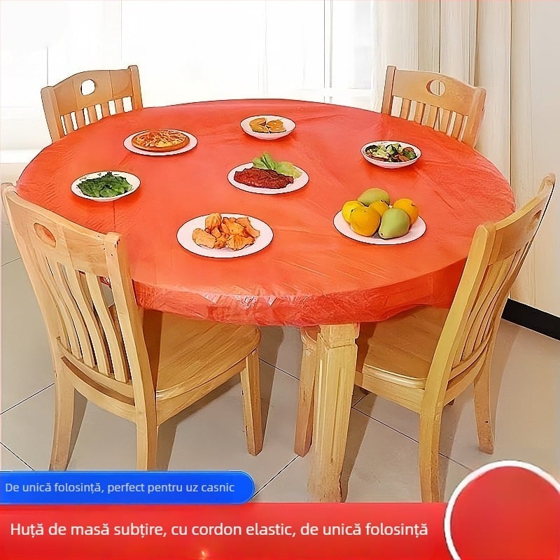 Față de masă de unică folosință cu șnur elastic, din plastic, rezistent la vânt, la ulei și la apă, pătrată, personalizare disponibilă
