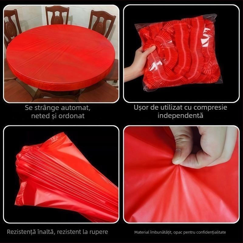 Față de masă de unică folosință cu șnur elastic, din plastic, rezistent la vânt, la ulei și la apă, pătrată, personalizare disponibilă