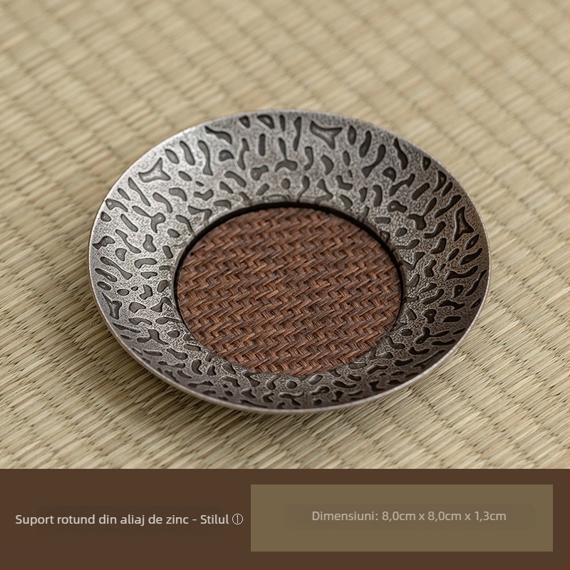 Suport metalic pentru cești de ceai, formă neregulată, model floral, stil Nou Chinezesc, izolație pentru tava de ceai