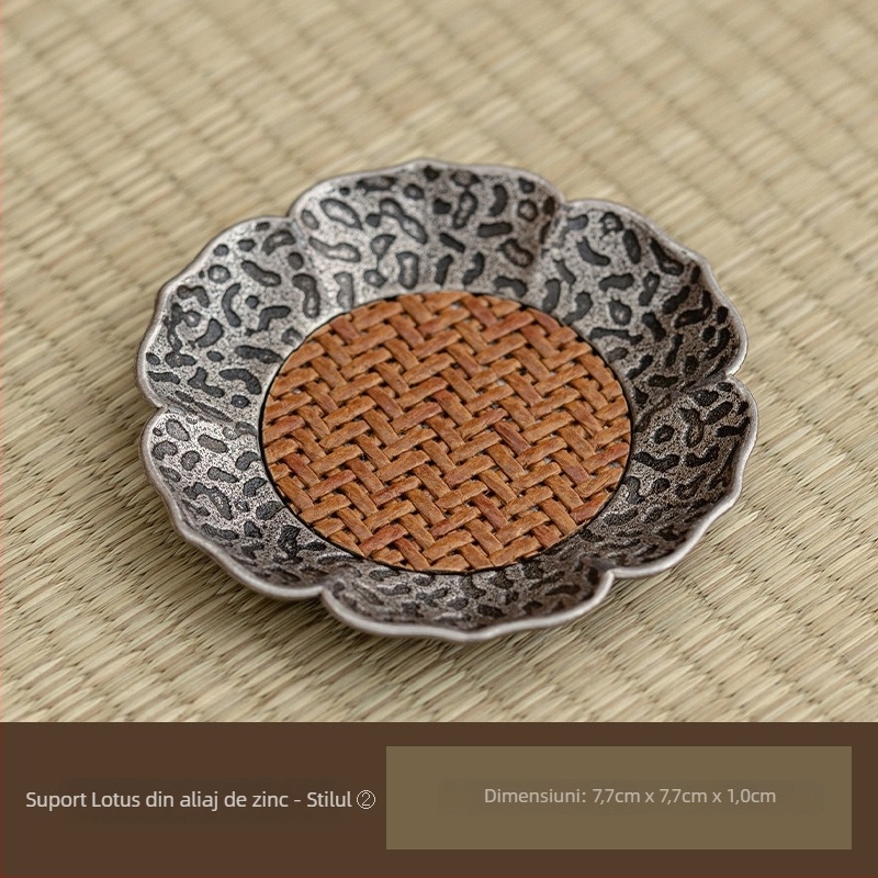 Suport metalic pentru cești de ceai, formă neregulată, model floral, stil Nou Chinezesc, izolație pentru tava de ceai