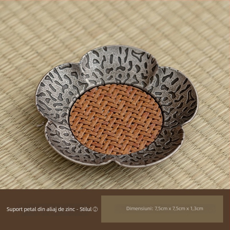 Suport metalic pentru cești de ceai, formă neregulată, model floral, stil Nou Chinezesc, izolație pentru tava de ceai