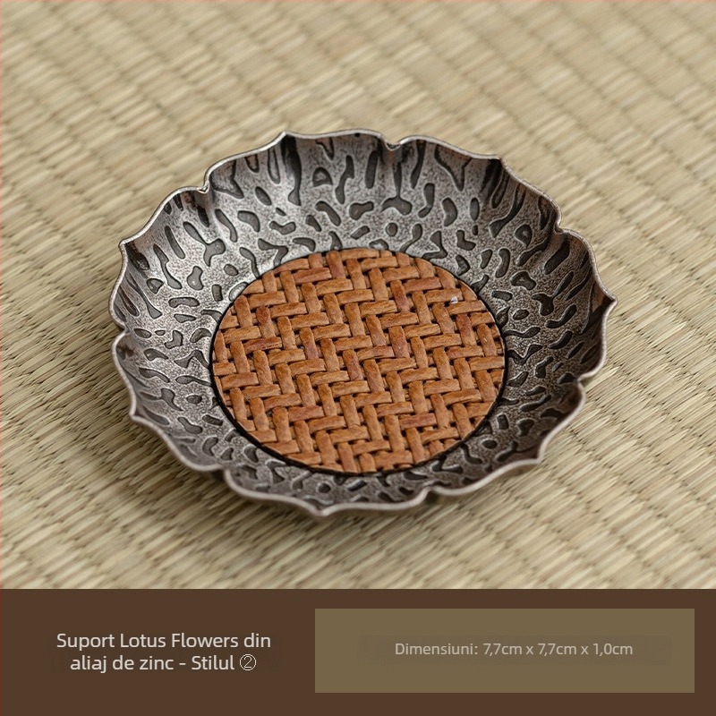 Suport metalic pentru cești de ceai, formă neregulată, model floral, stil Nou Chinezesc, izolație pentru tava de ceai