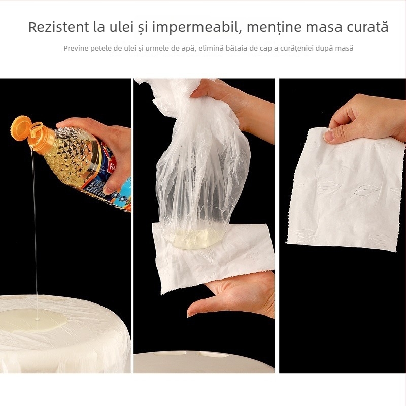 Față de masă de unică folosință din film plastic, roșu transparent, pătrat sau rotund, pentru uz casnic și hotelier