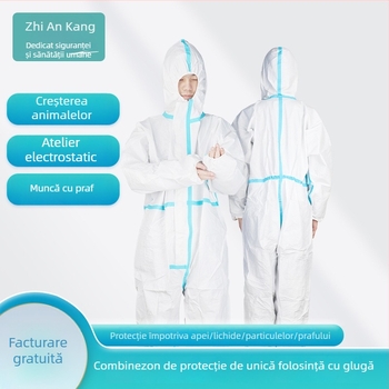 Îmbrăcăminte de protecție o piesă, cu glugă, din țesătură nețesută, protecție la praf