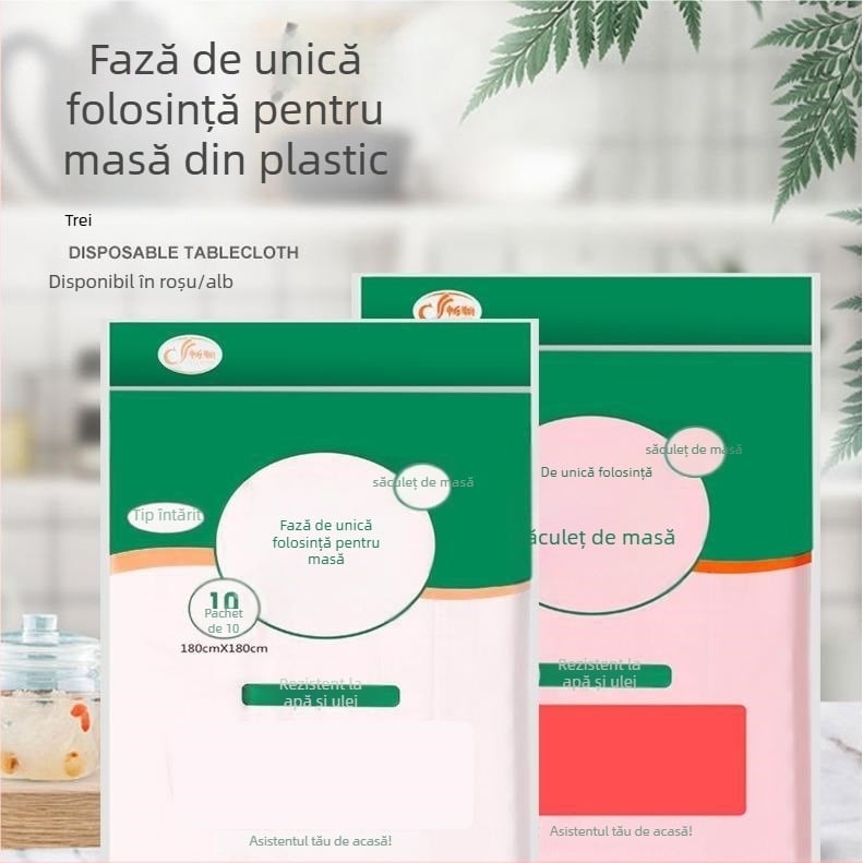 Masă de unică folosință, rotundă, din polietilenă (PE), grosime 0,01 mm, fără model, cutie cu 30 de bucăți