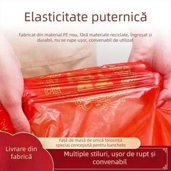 Față de masă din plastic roșu, îngroșată, pentru nunți, pentru mese pătrate sau rotunde, cu model dragon și phoenix