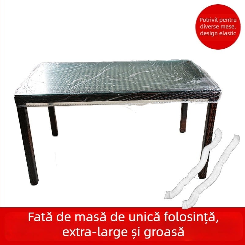 Foaie de masă de unică folosință, cu margine elastică, impermeabilă și rezistentă la ulei, din folie plastică groasă, pentru cină și banchet