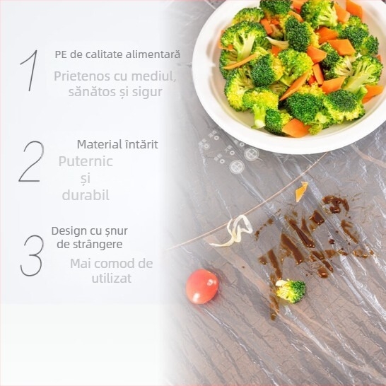 Lenjerie de masă de unică folosință pentru banchete de nuntă, din plastic, închidere cu șnur; grosime 0.6; imprimare logo disponibilă; personalizare.