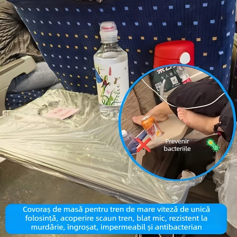 Covoraș de masă de unică folosință pentru tren, impermeabil, antibacterian, împotriva murdăriei, din plastic (PE/polietilenă), cu posibilitatea imprimării logo-ului