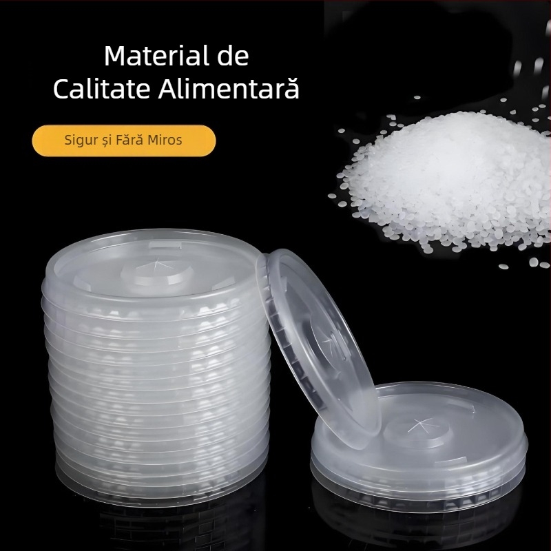 Capac de unică folosință, rotund,transparent, PP, diametru 165 mm, gros, etanș, pentru conservare, capac din plastic pentru bol de salată