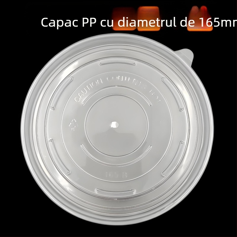 Capac de unică folosință, rotund,transparent, PP, diametru 165 mm, gros, etanș, pentru conservare, capac din plastic pentru bol de salată