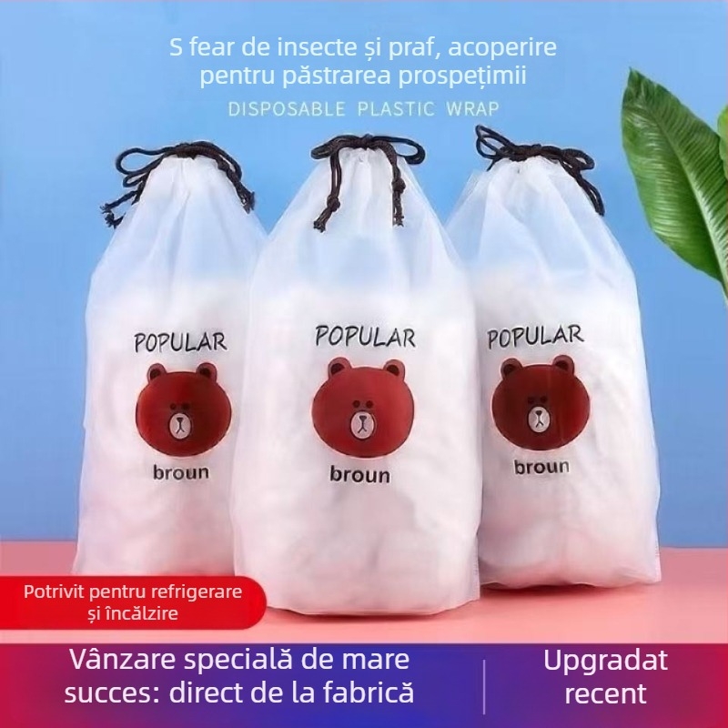 Capace elastice de unică folosință pentru boluri și farfurii – protecție împotriva prafului pentru resturi, utilizare în bucătărie și frigider, plastic, Handsome, 1 bucată, uz casnic
