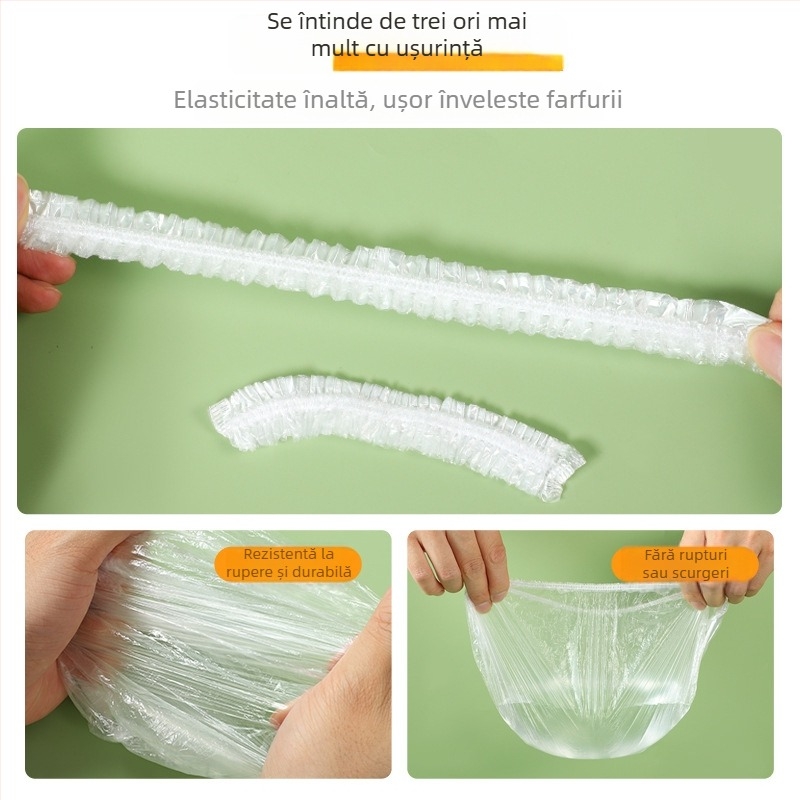 Capace elastice de unică folosință pentru boluri și farfurii – protecție împotriva prafului pentru resturi, utilizare în bucătărie și frigider, plastic, Handsome, 1 bucată, uz casnic
