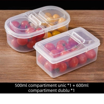 Cutie pentru prânz, din plastic, dreptunghiulară, 301–500 ml, compatibilă cu microunde, etanșă, stil japonez cu capac